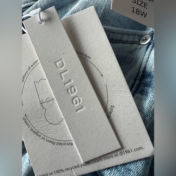 NWT DL1961 Patti Straight Leg High Rise Ankle Lt Seaglass Distressed Blue 18W - Picture 6 of 12